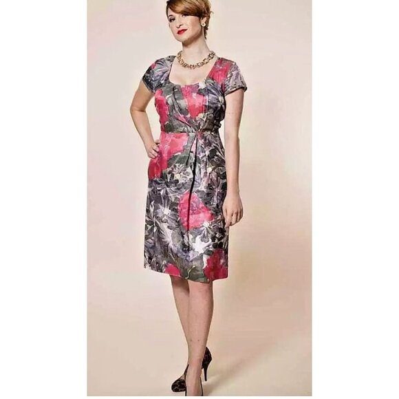Banana Republic Dress Mad Men Joan‎ Floral cap sleeve Sheath A Line Retroglam - Picture 4 of 16